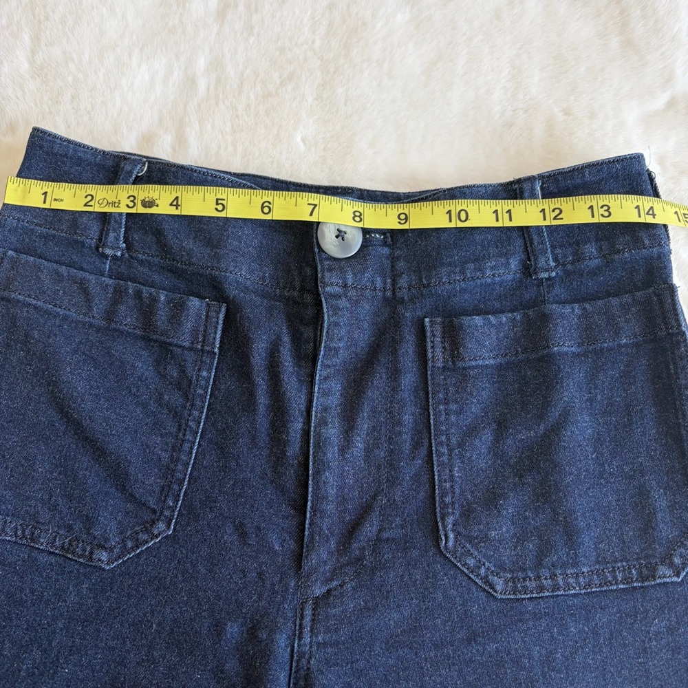 Anthropologie Dark Blue Wide-Leg Cropped Jeans | 27 - Picture 11 of 13